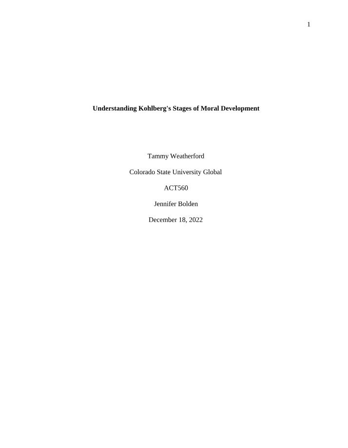 Kohlberg's Stages of Moral Development