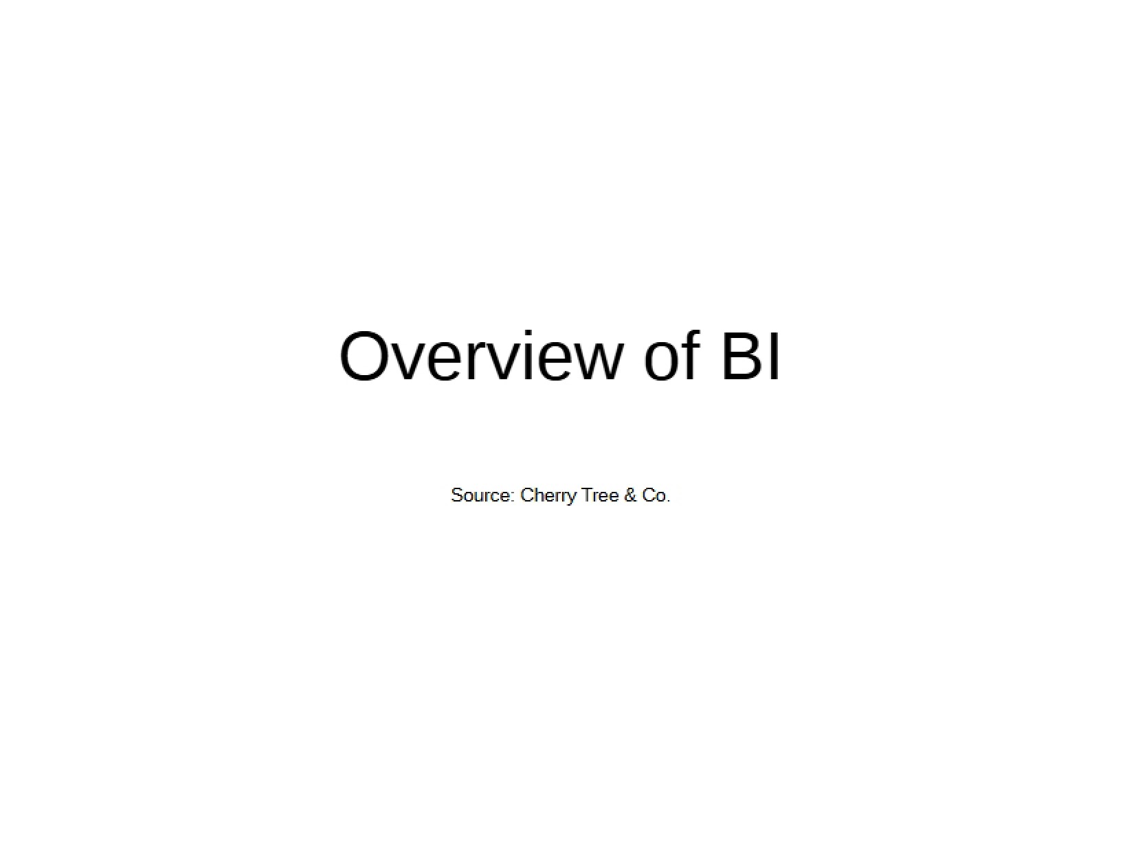 Business Intelligence Overview