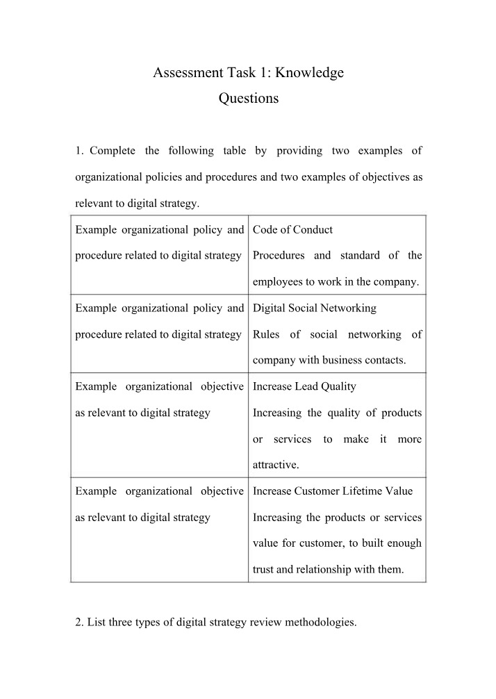 Implementation, Inclusions, and Digital Strategy Review Methods