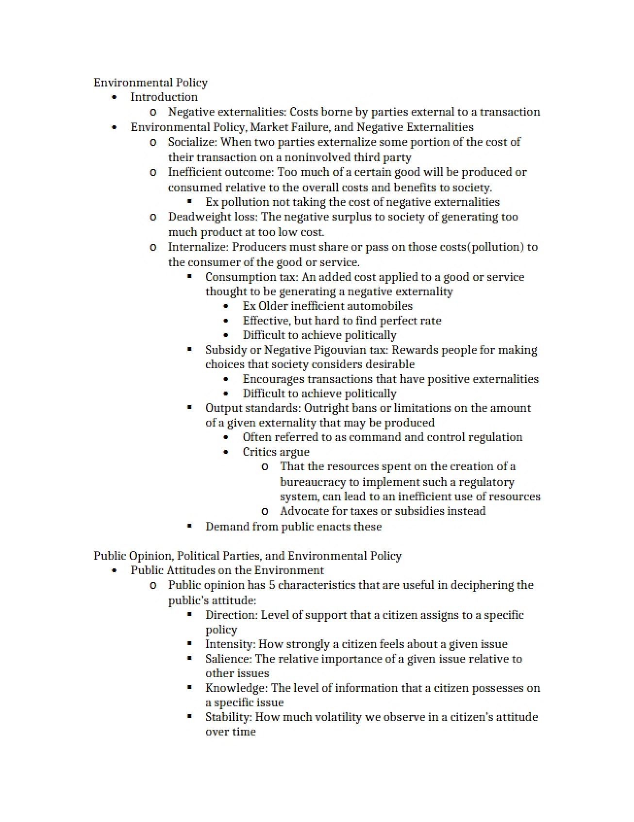 Policy on Environment