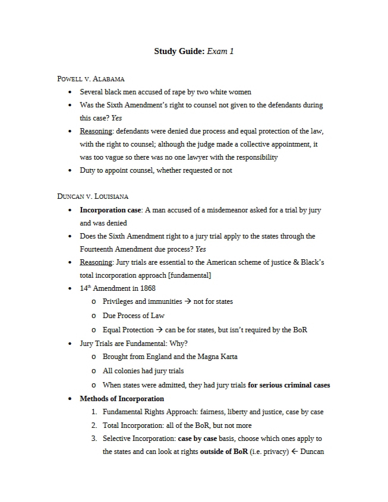 Exam 1 Study Guide Due Process