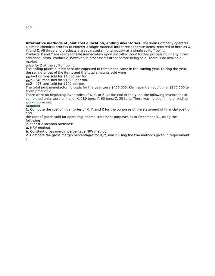 Joint Cost Allocation Methods - NRV Comparison