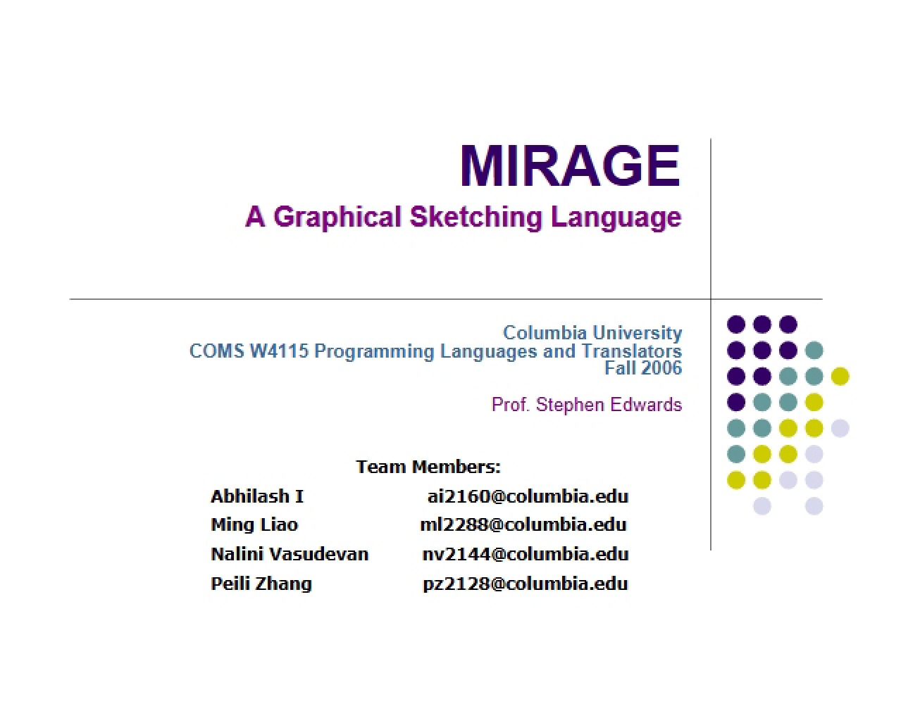 MIRAGE Graphical Sketching Language