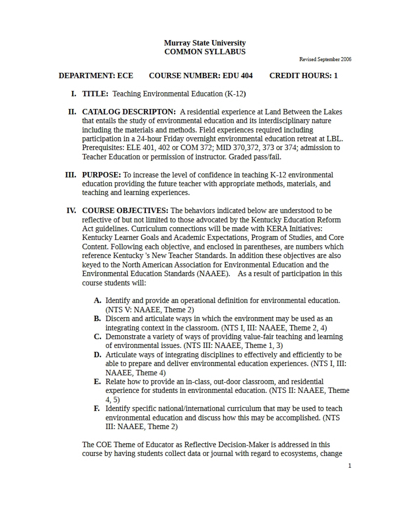Syllabus - 5 Pages