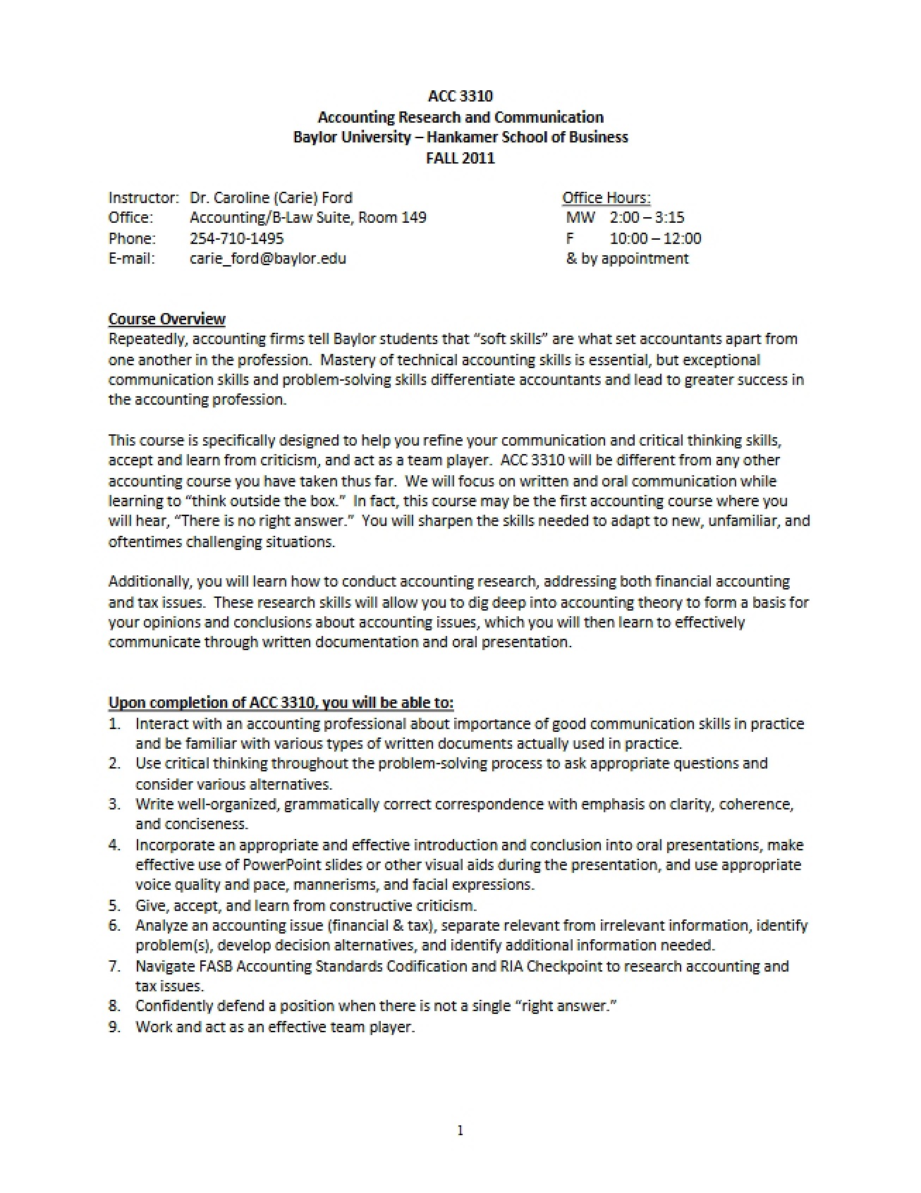 Ford Accounting Case Study