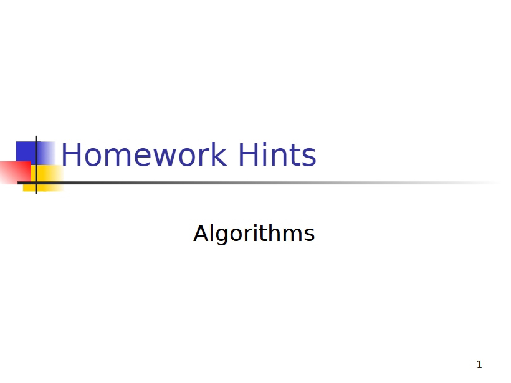 Hints for Homework