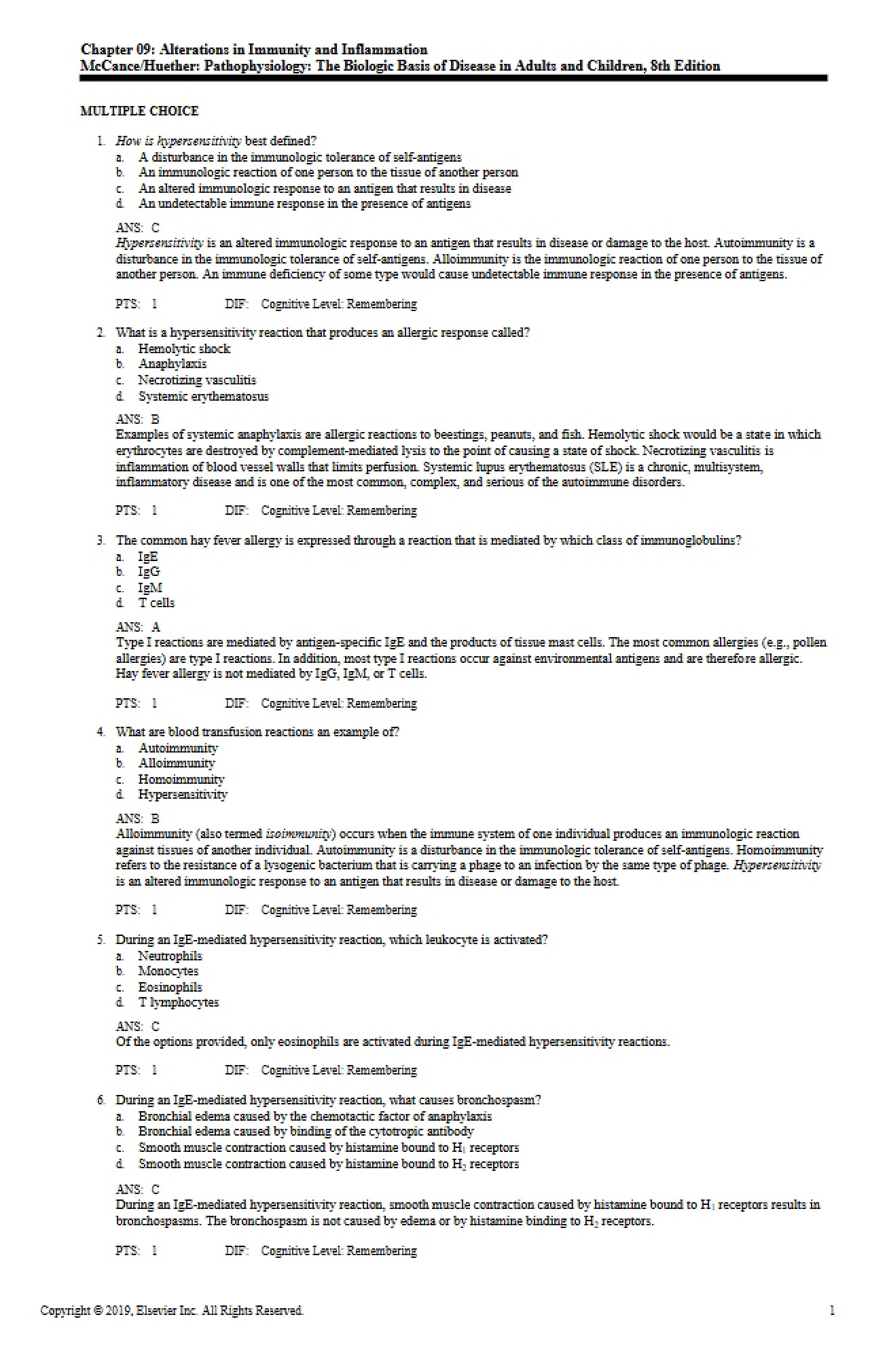 Exam Covering Chapter 9