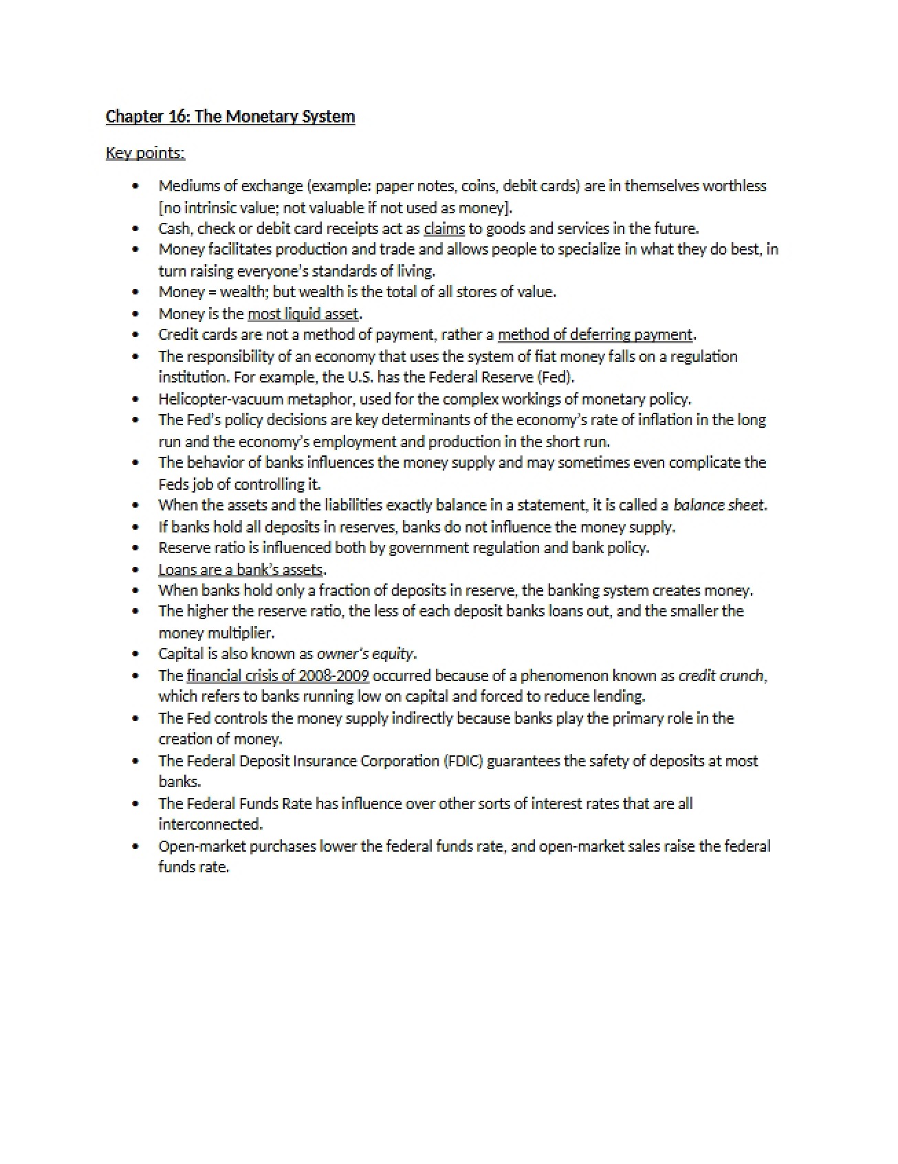 Monetary System (Ch 16)