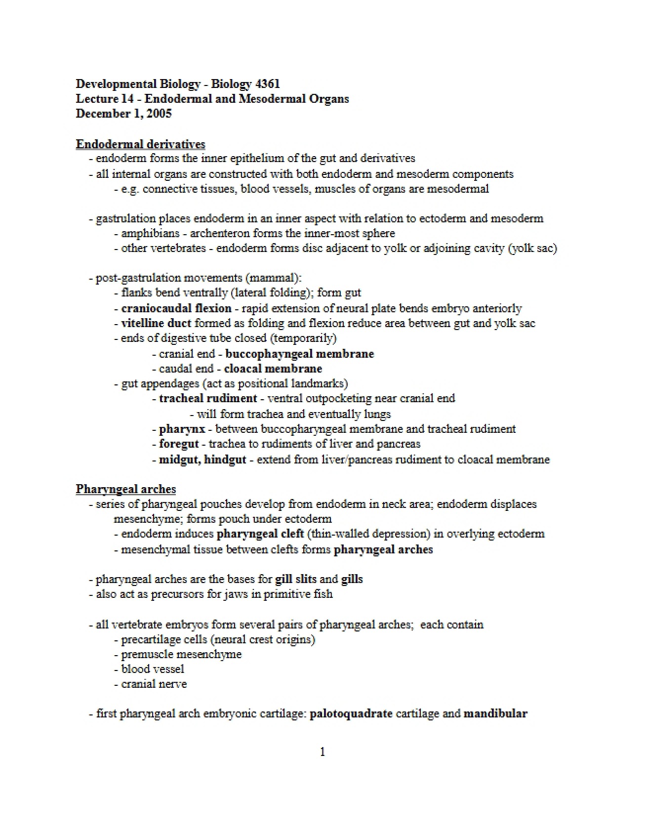 Mesodermal and Endodermal Organ Systems