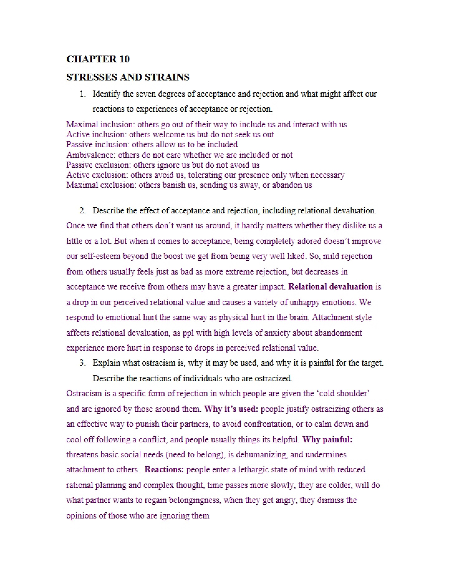 Study Guide for Finals