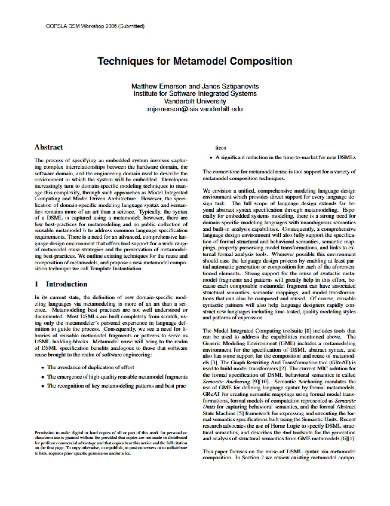 Composition of Metamodels