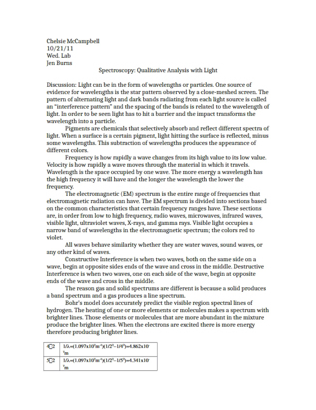 Seventh Laboratory Report