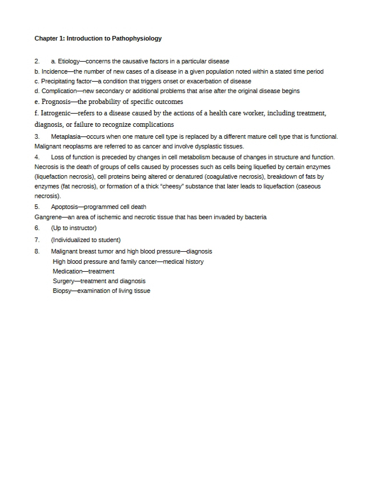 Chapter 1 Introduction to Pathophysiology