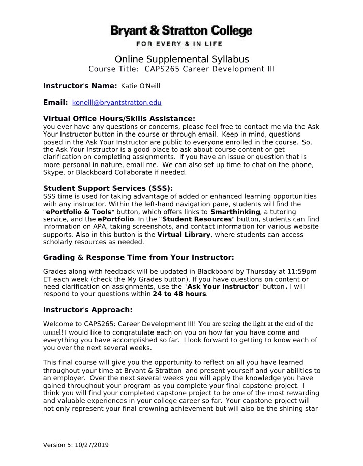 2020 Supplemental Syllabus for CAPS265