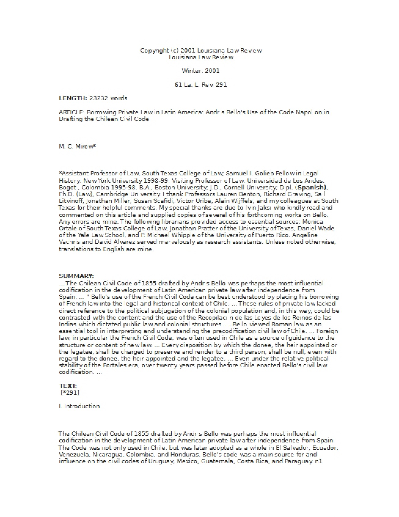 Mirow on Civil Law (2)