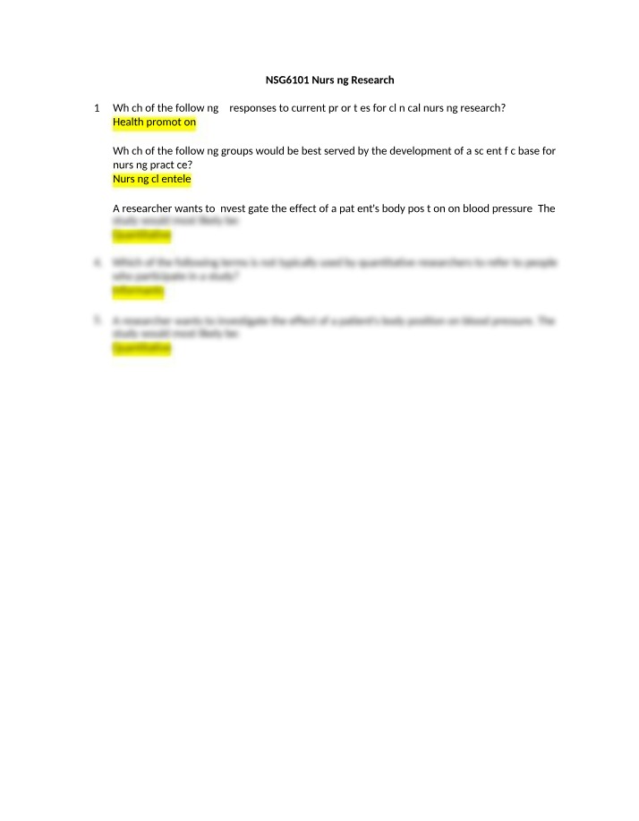 Knowledge Test - NSG6101 Week 1