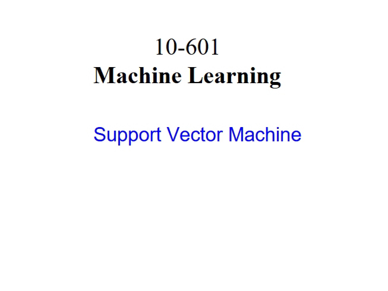 Support Vector Machine Concepts