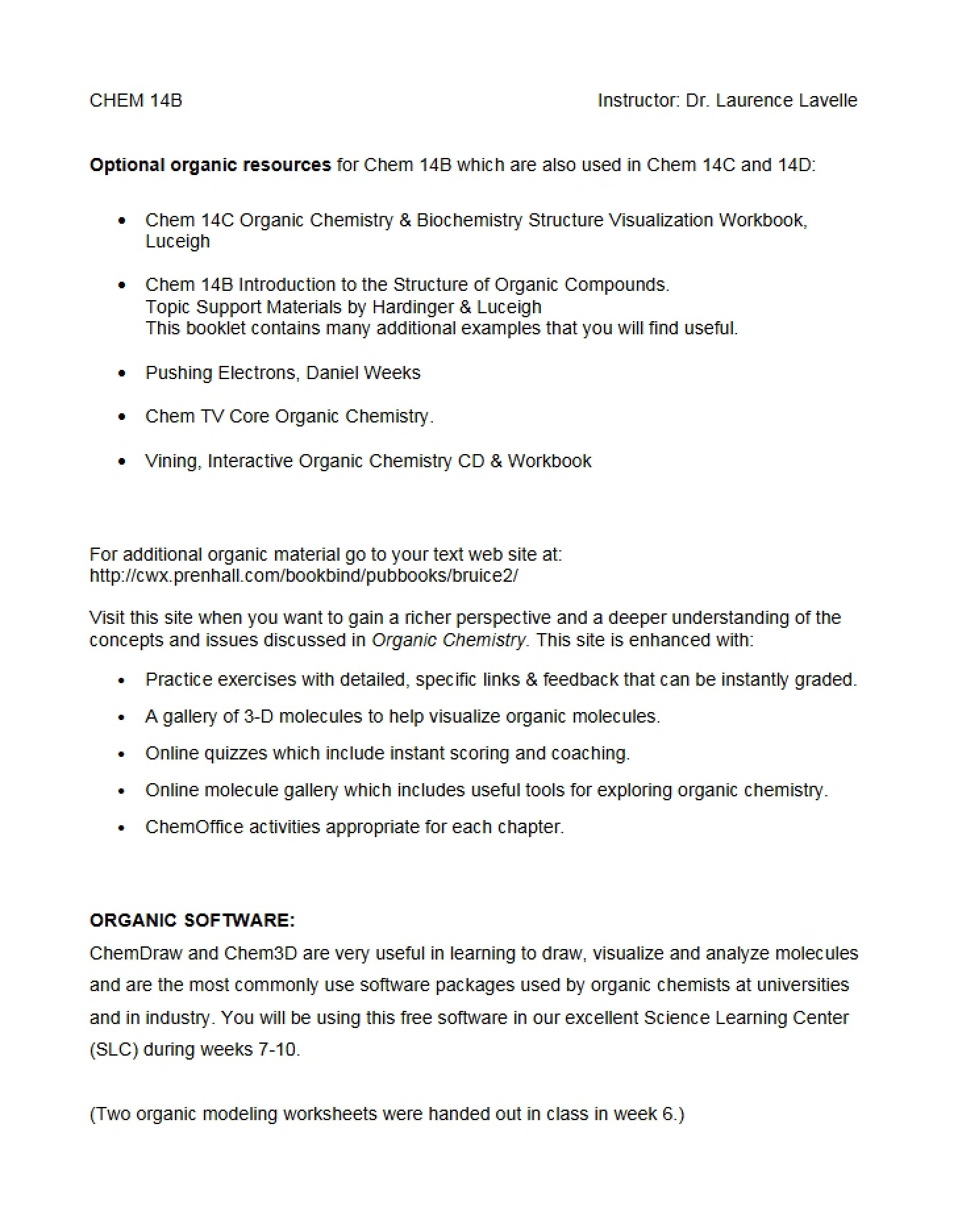 Resources for Organic Chemistry