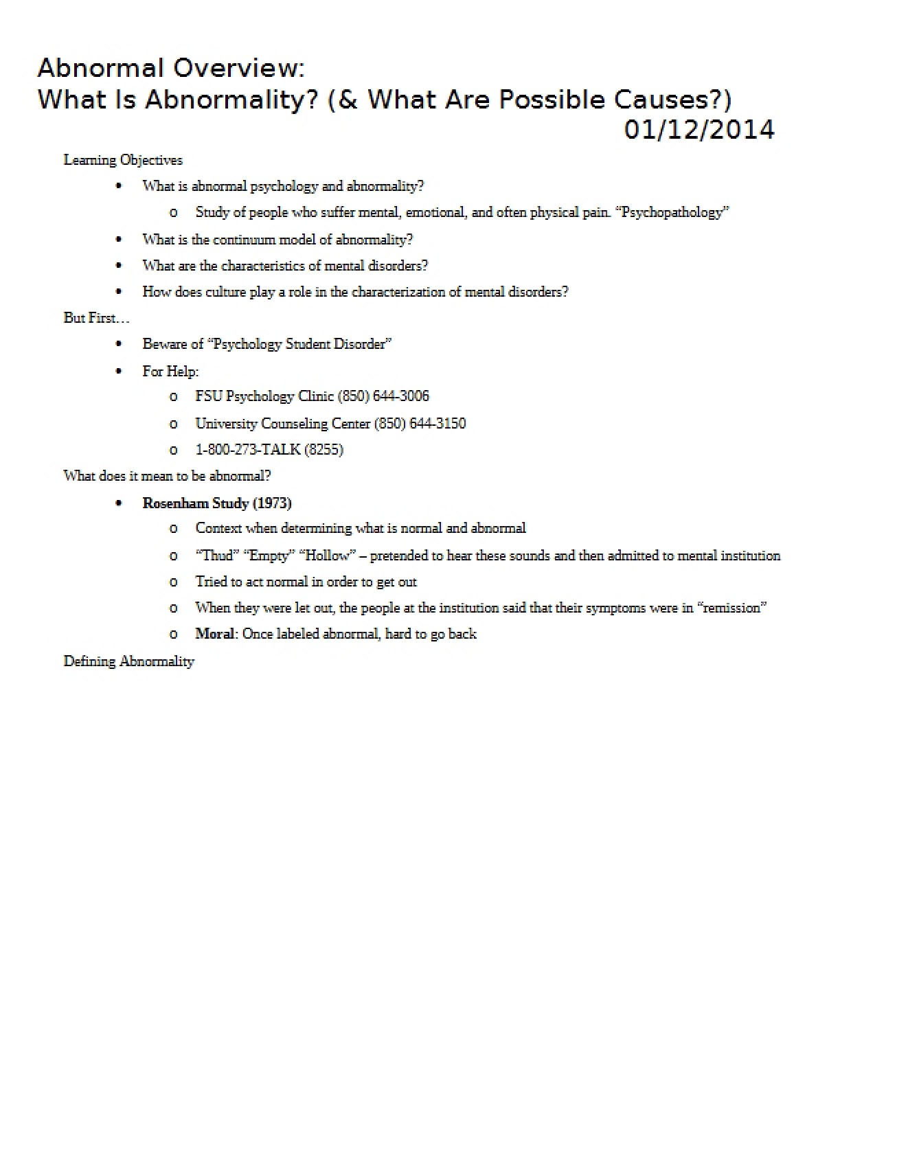 Fourth Part of Abnormal Psychology Introduction