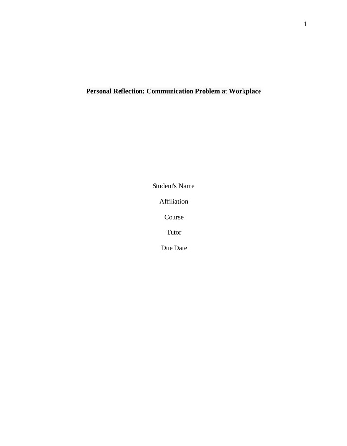 Workplace Problem-Solving - Effective Communication Strategies