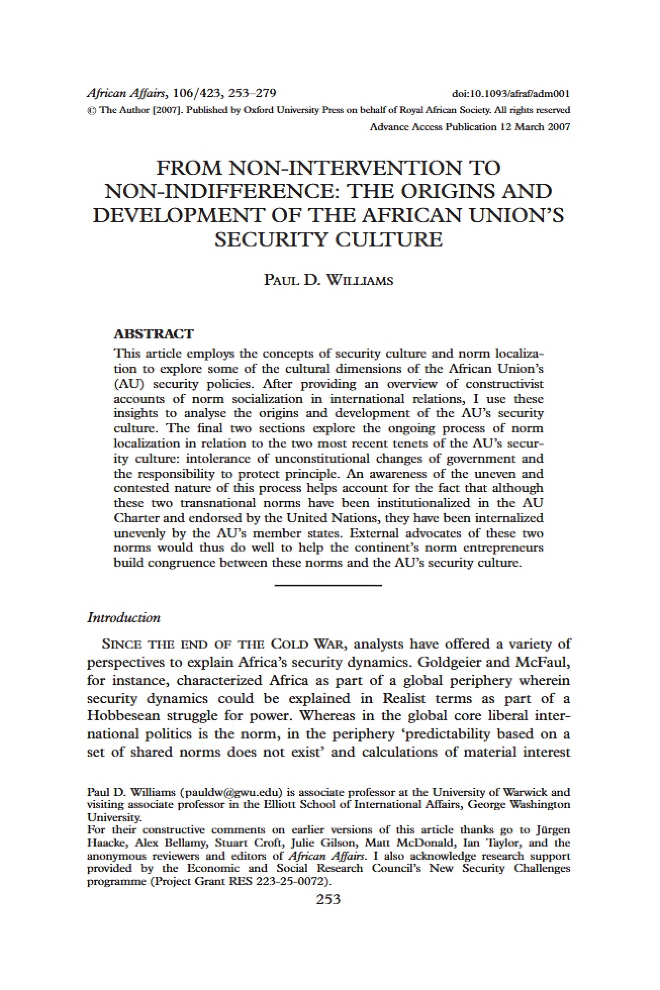 Non-Indifference from Non-Intervention