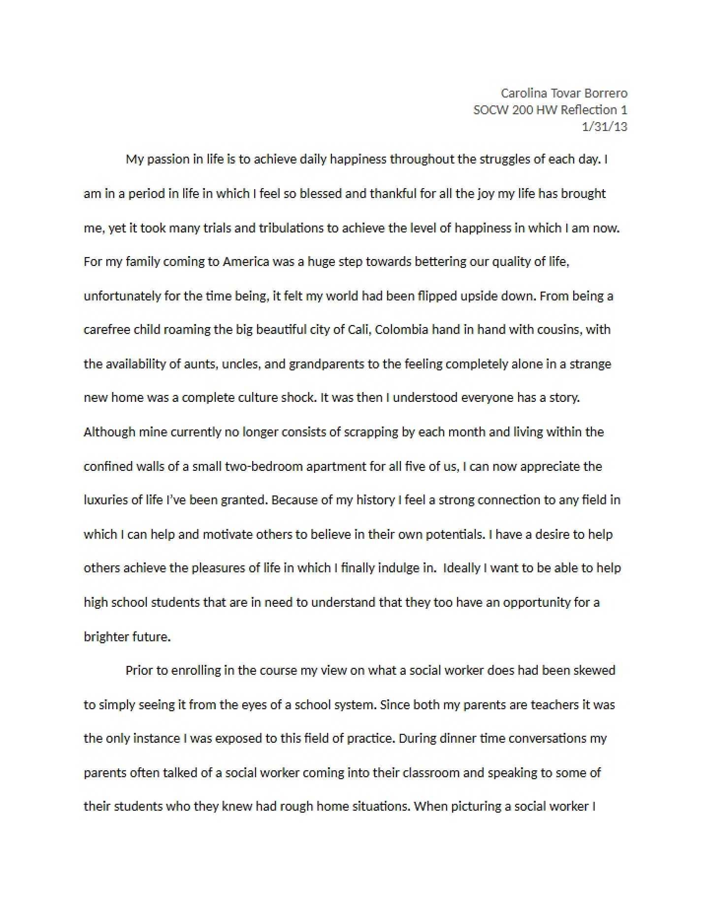 Reflection Homework One