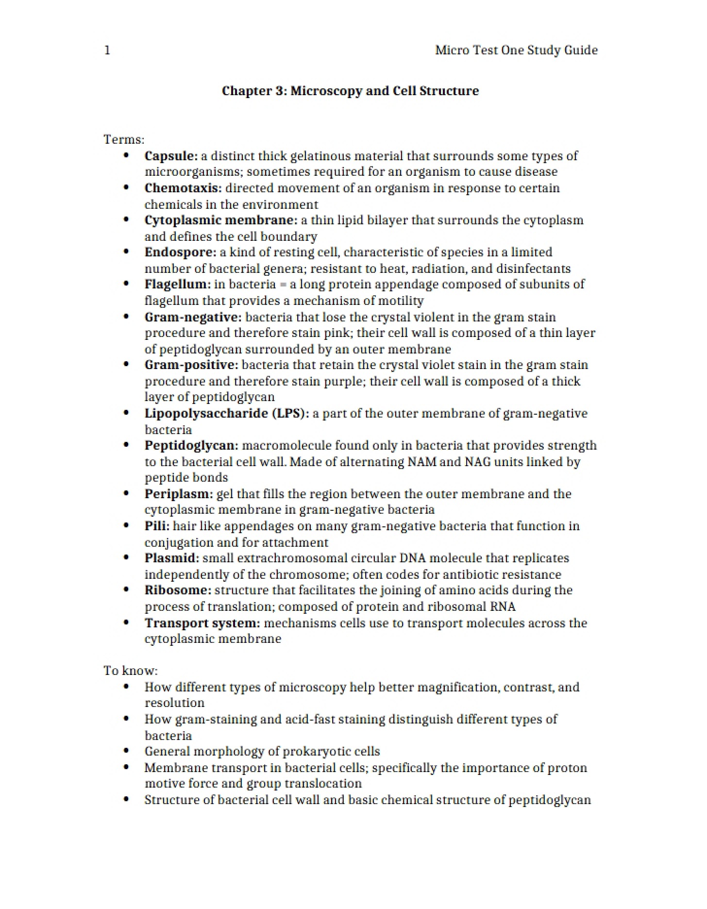 Cell Structure and Microscopy Chapter 3