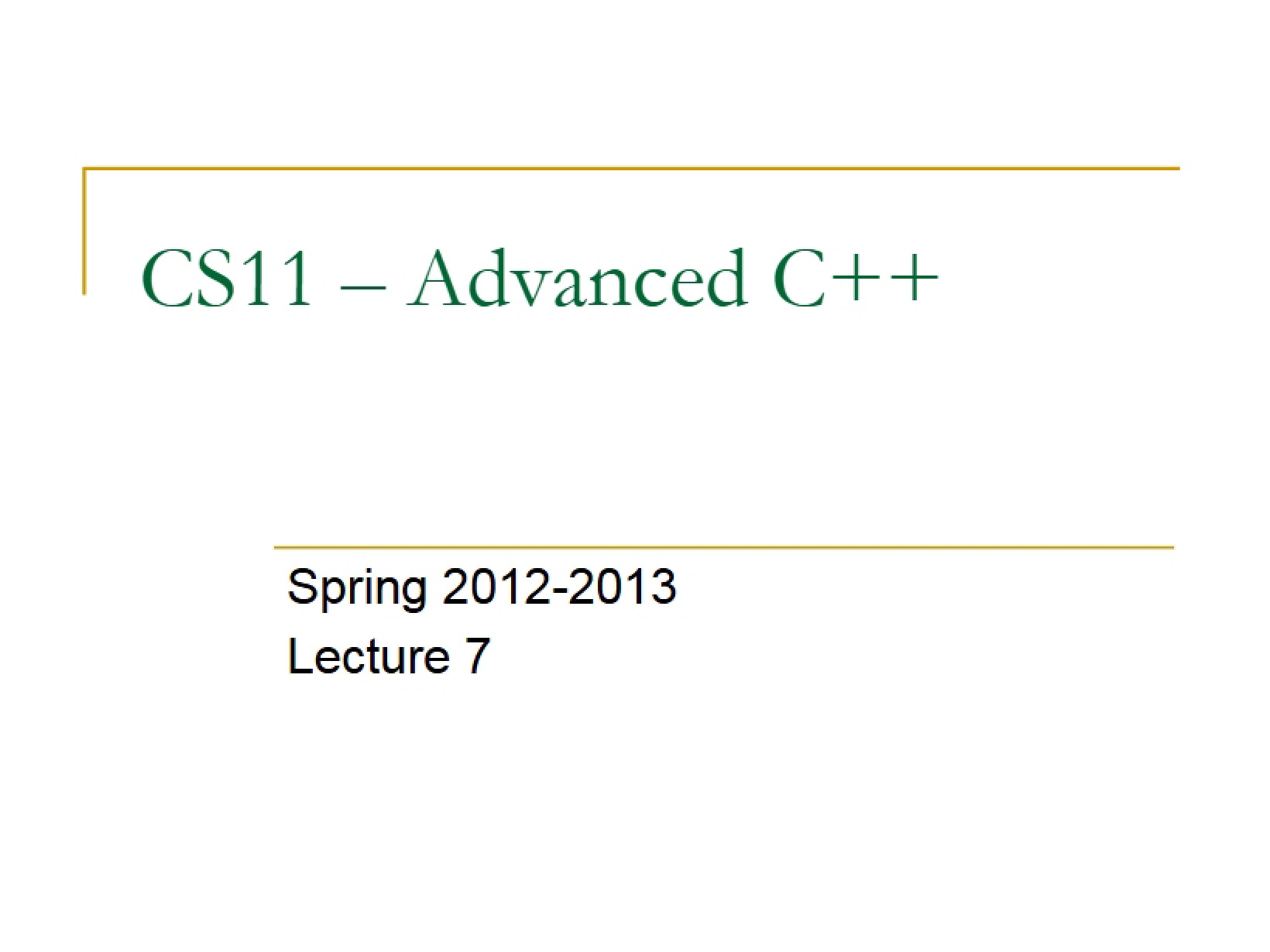C++ Advanced Topics
