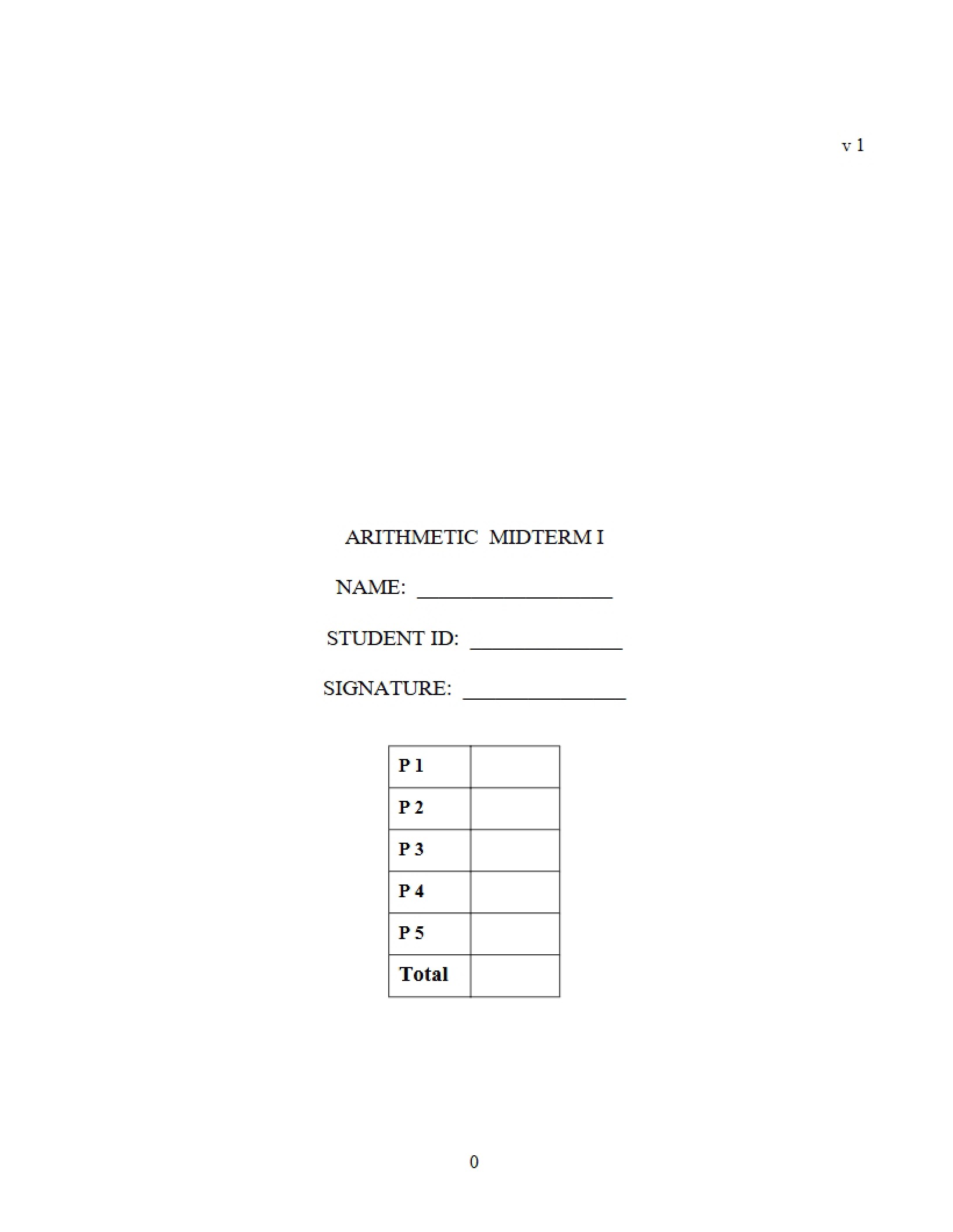 First Arithmetic Midterm