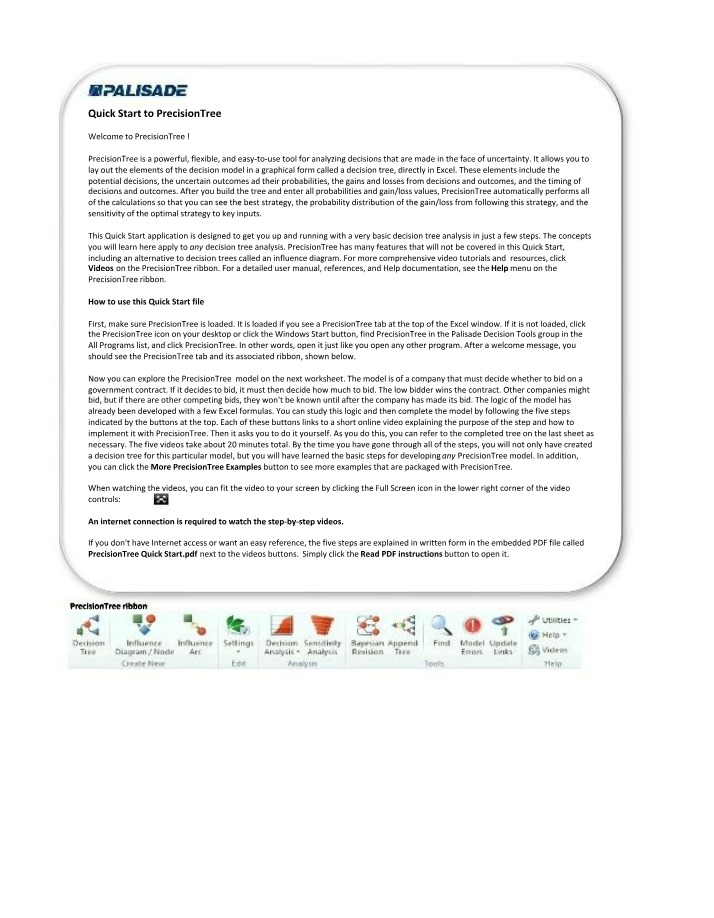 Analyzing Decisions with PrecisionTree - Quick Start