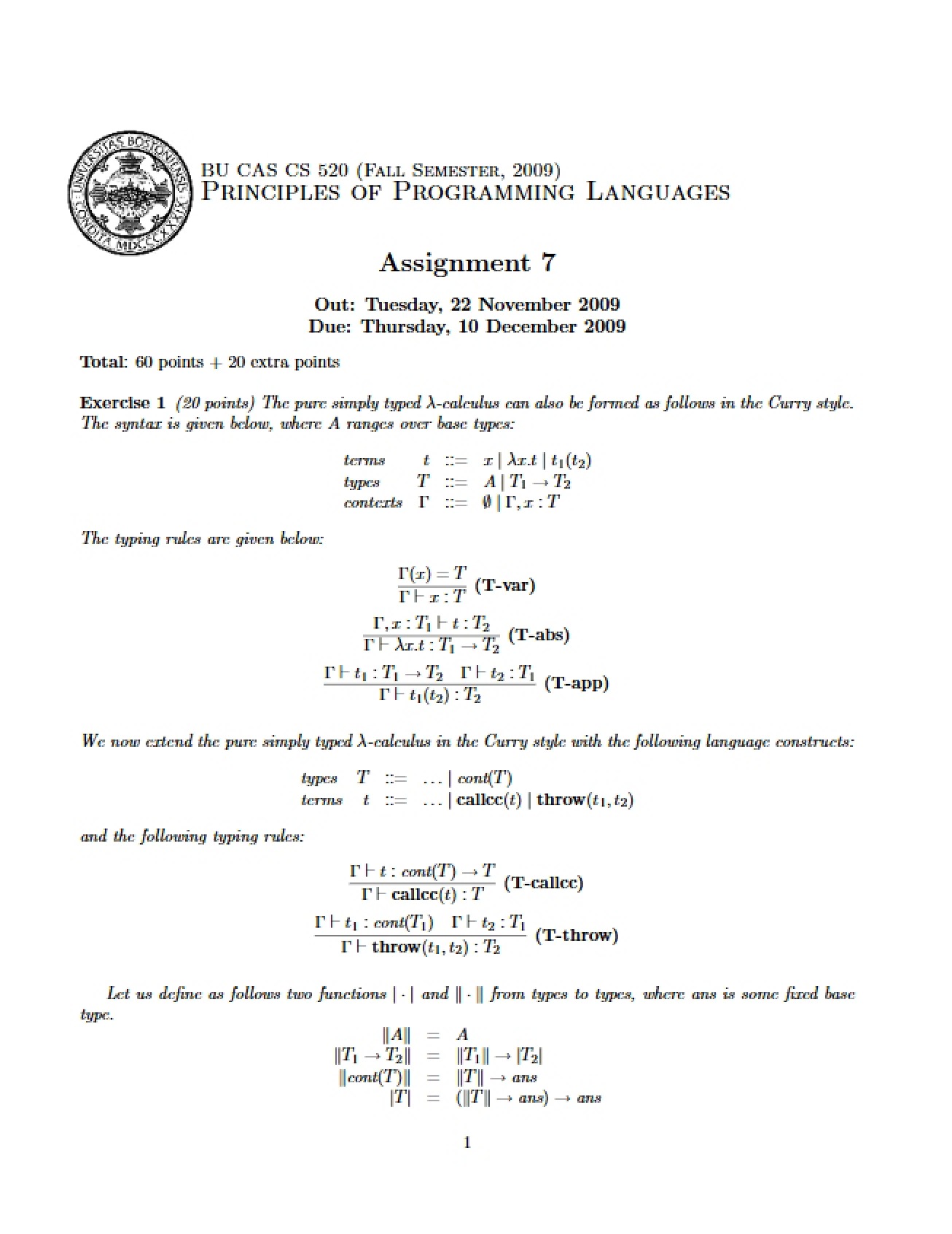 Syllabus for Programming Languages
