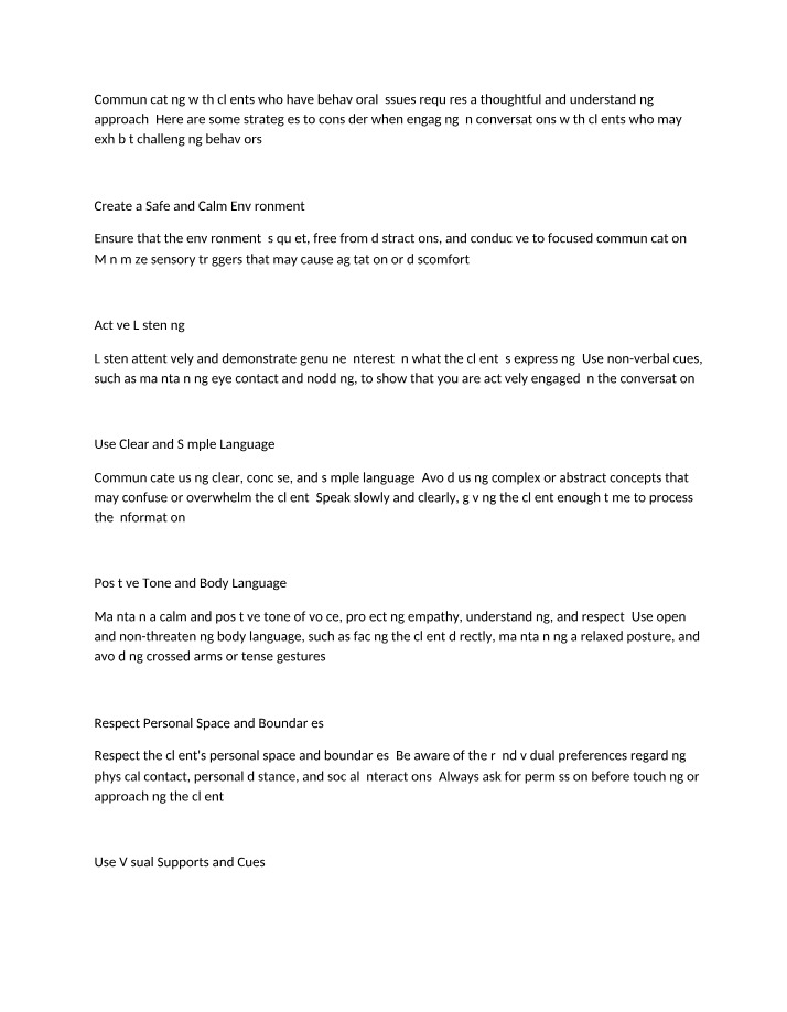 Communication with Clients Having Behavioral Issues