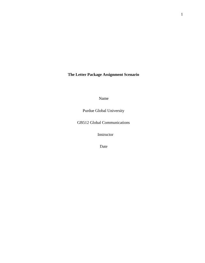 Assignment Scenario - The Letter Package