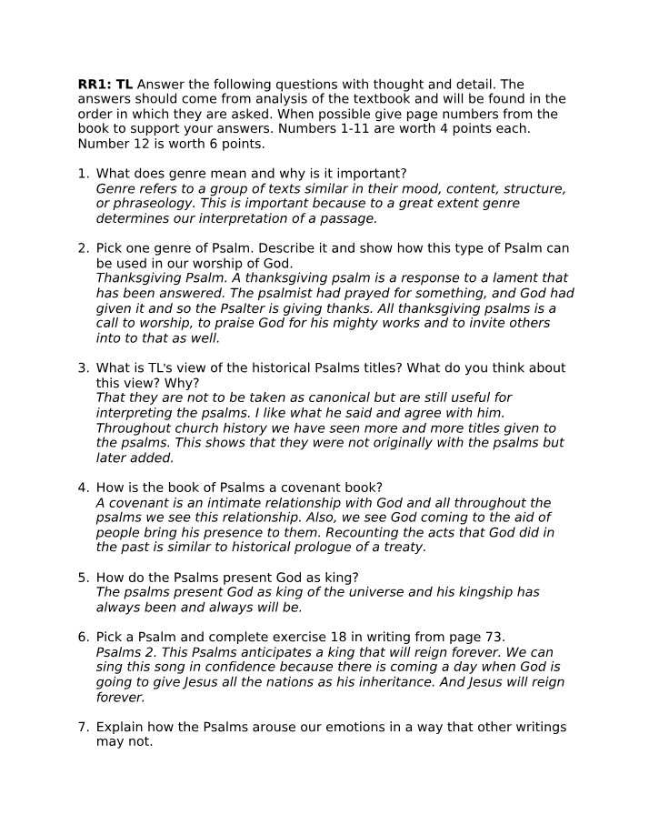 The Book of Psalms - Importance of Genre