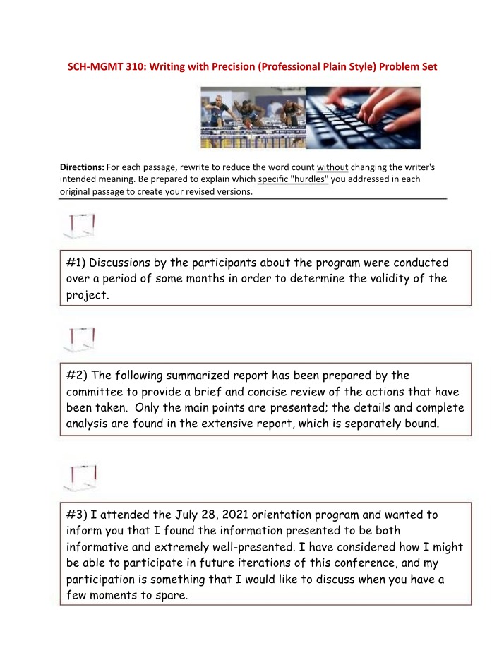 Writing with Precision - Professional Plain Style Problem Set