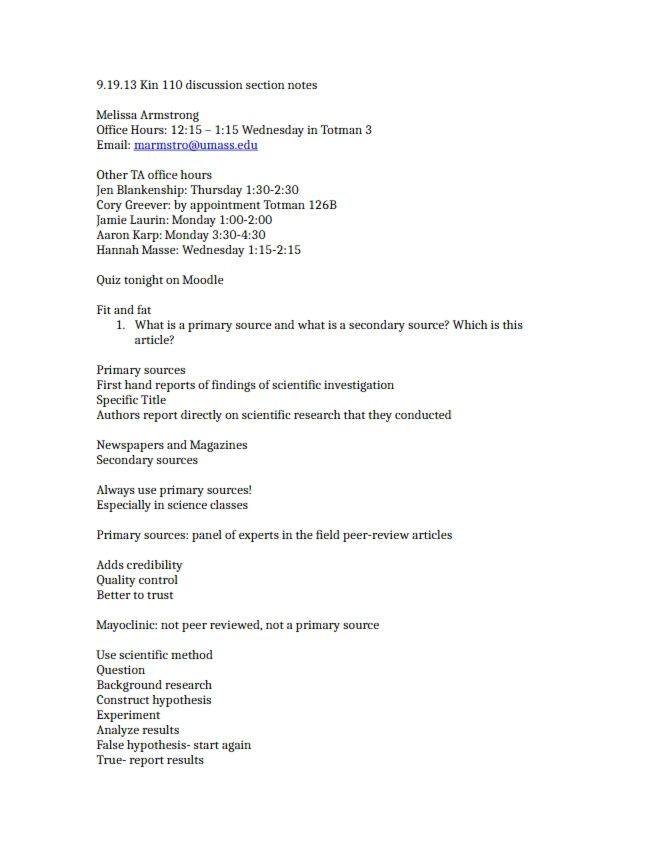 Discussion Section Notes September 19, 2013