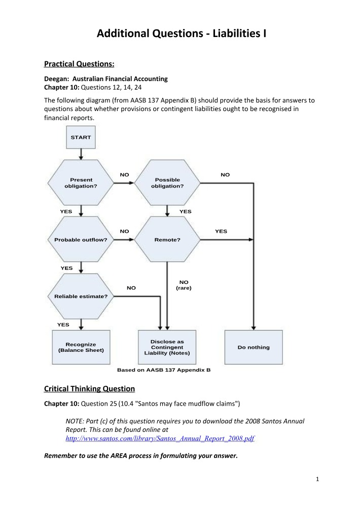 Liabilities I & II - Additional Questions