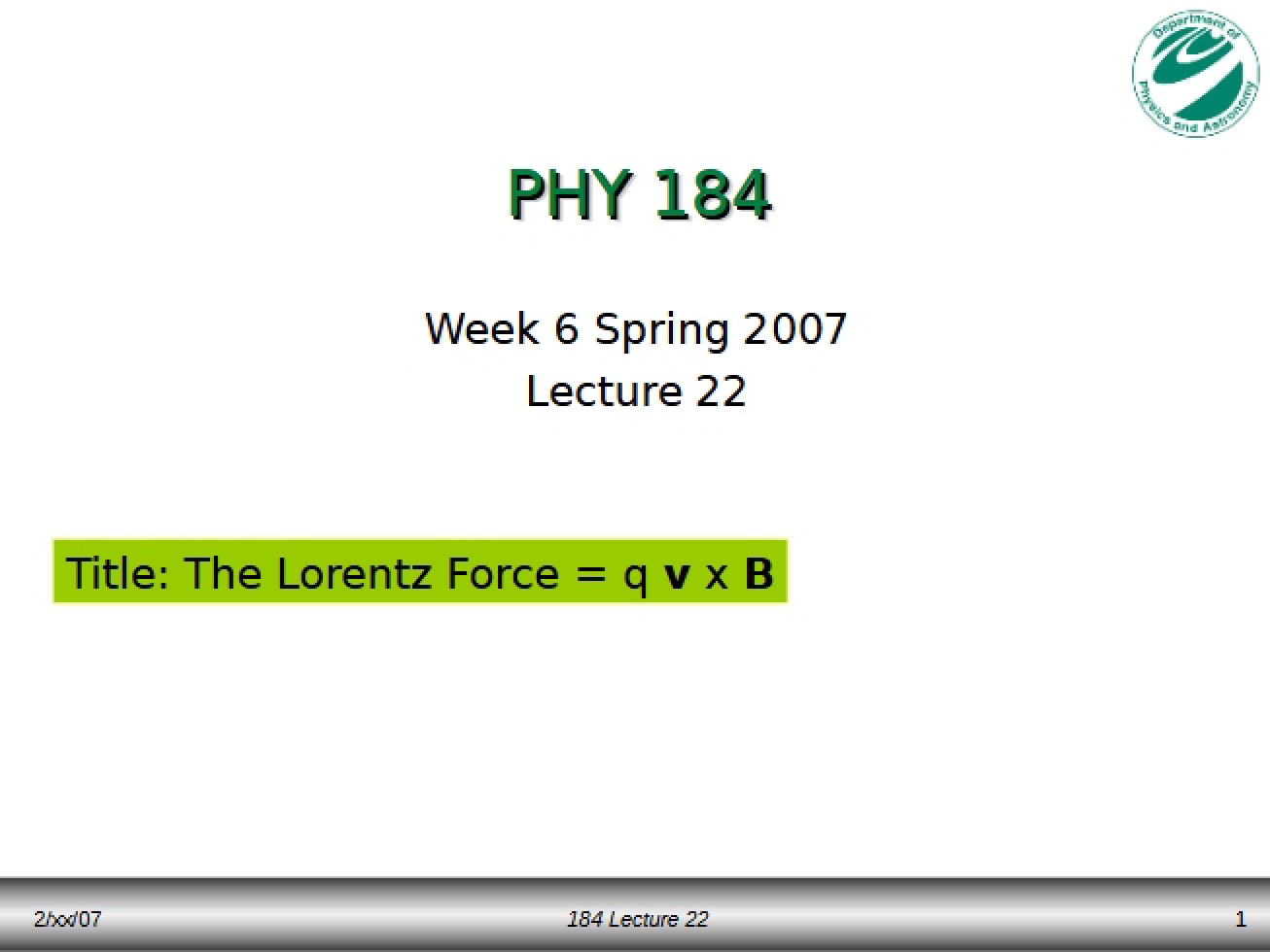 Lecture 22