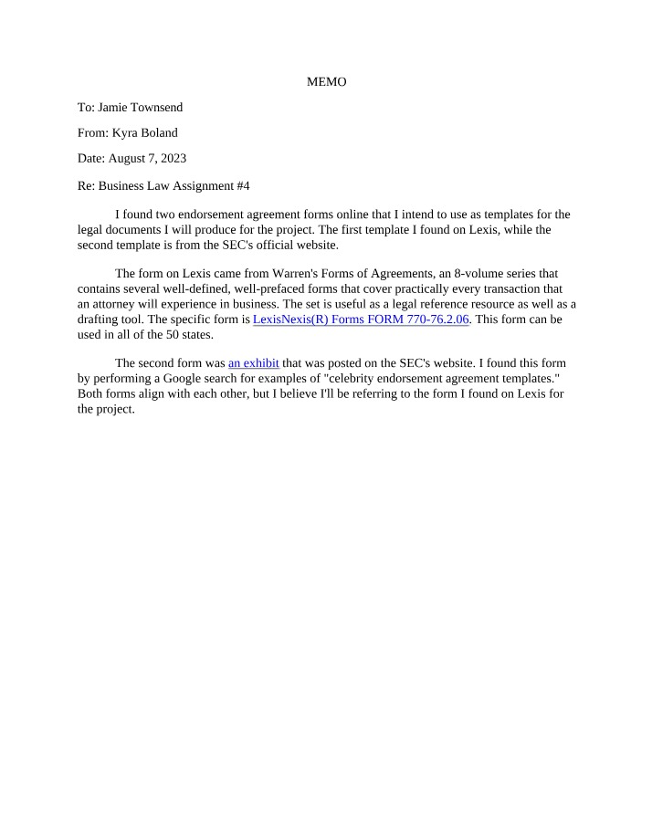 BUSLAW Assignment 4 - Boland