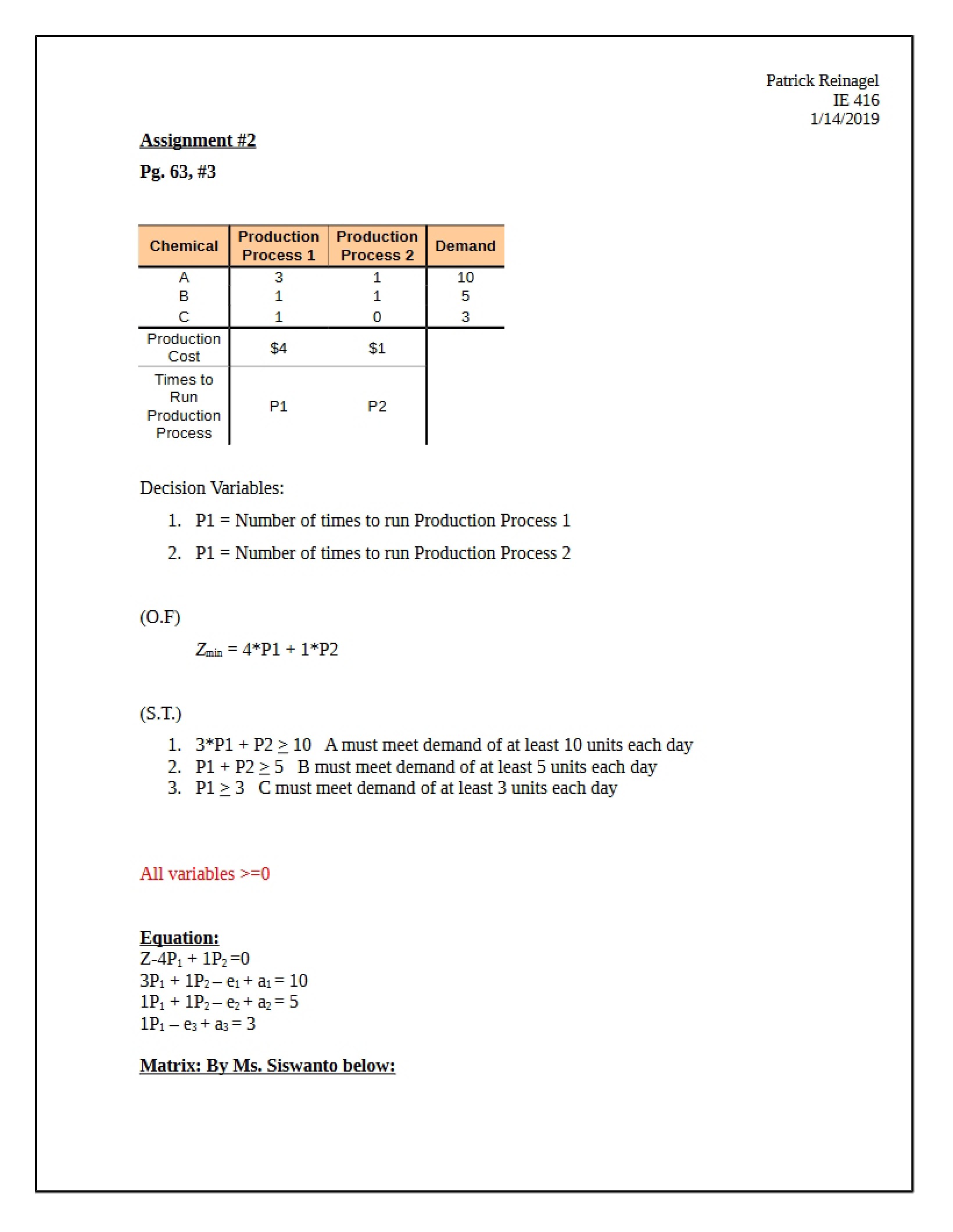 IE 416 Assignment 2