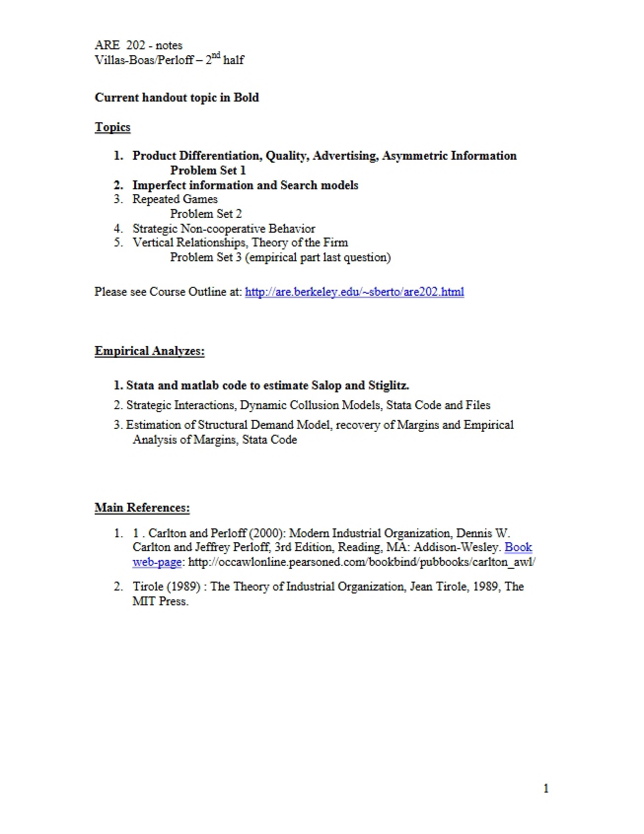 Agricultural Economics Notes (ARE 202)