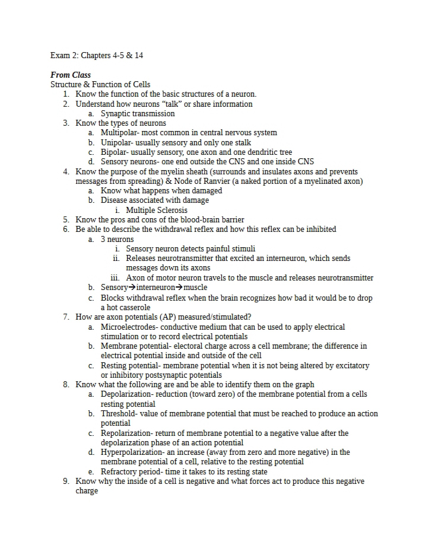 Study Guide Exam 2