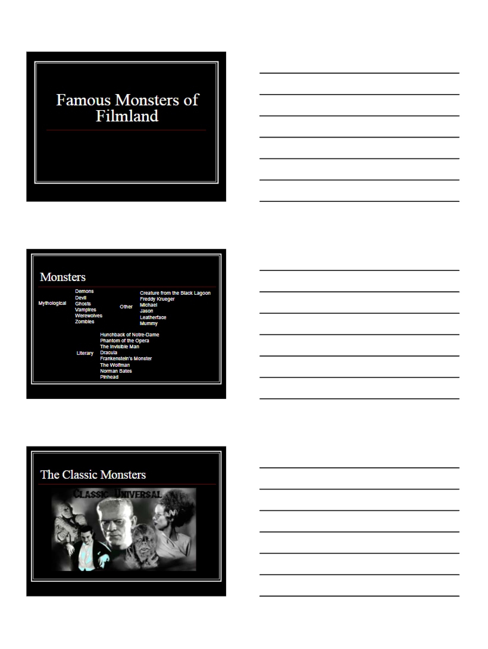 Filmland's Famous Monsters