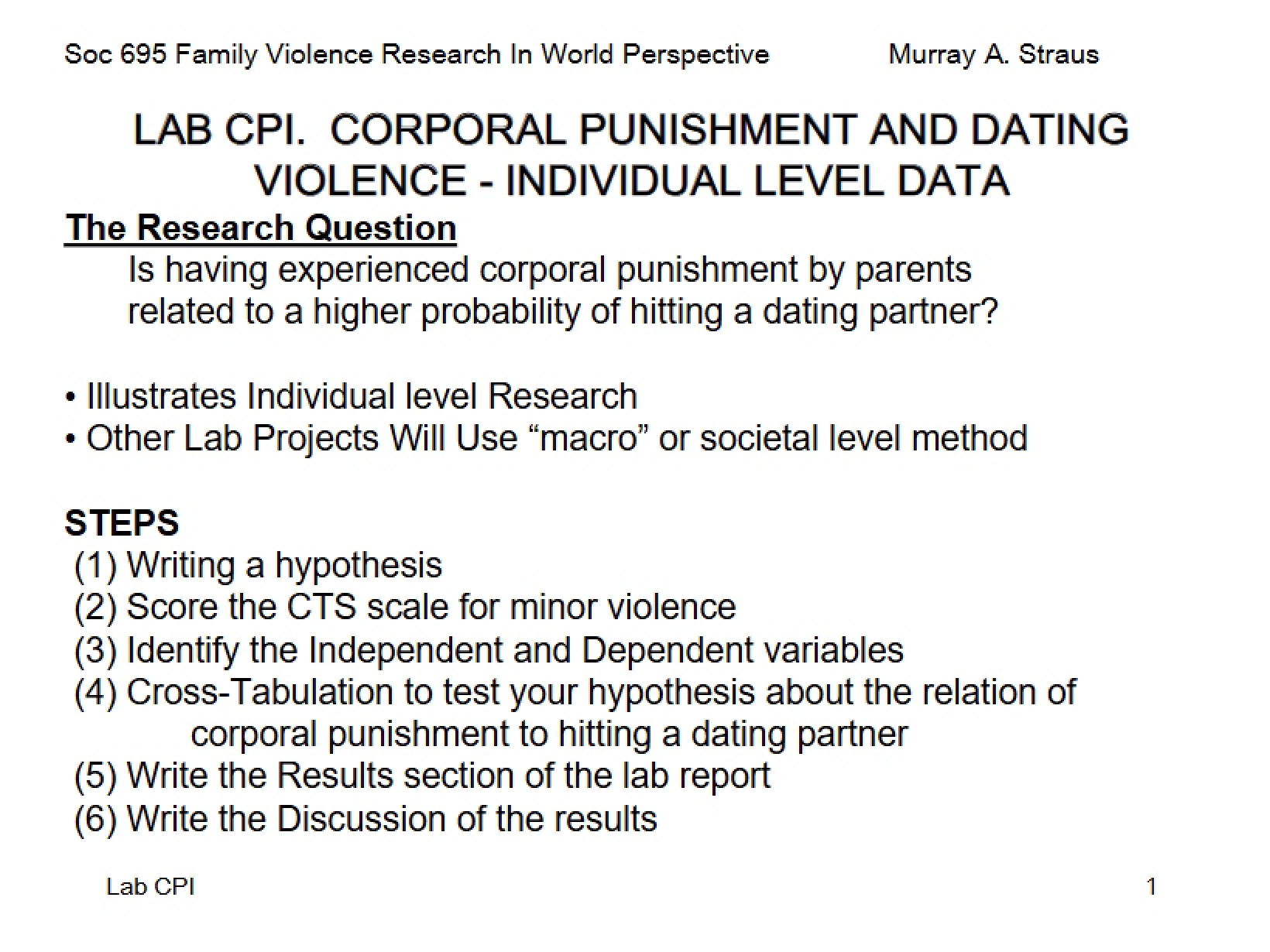 Dating Violence and Corporal Punishment Lab CPI