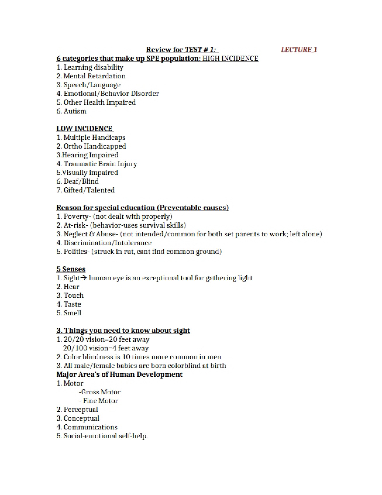 First Test Review Material