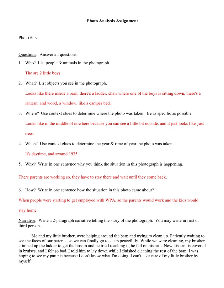 Assignment - Photo Analysis