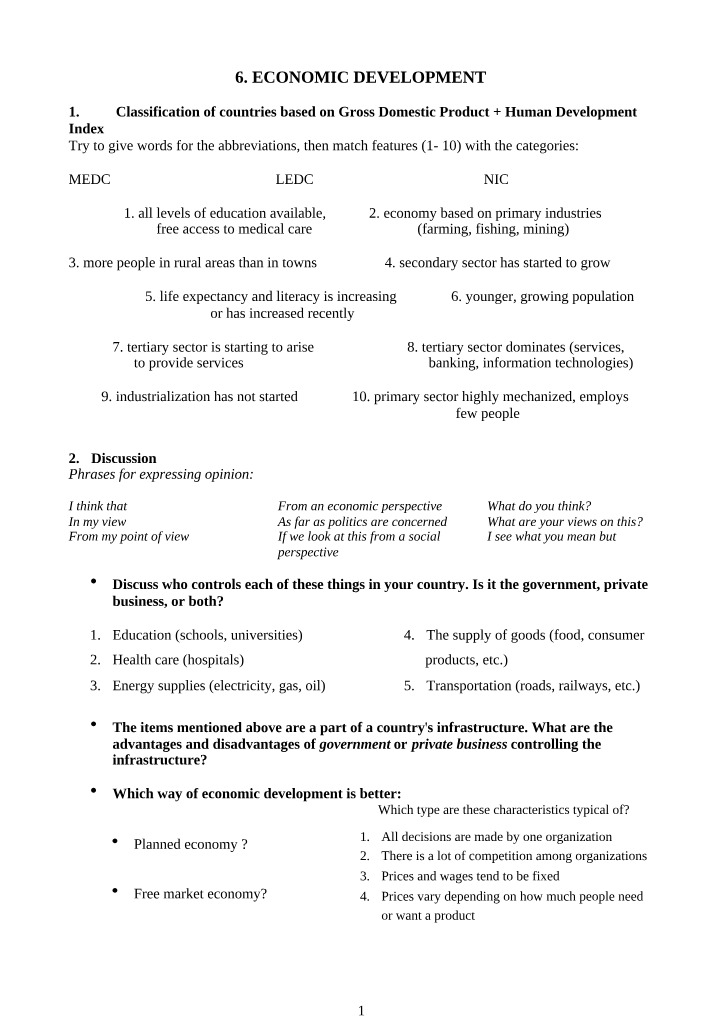 Economic Development Overview