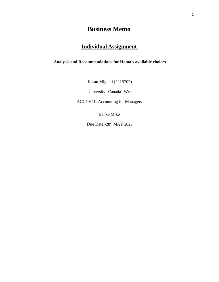 Homa's Career Plan Dilemma - Analysis and Recommendations