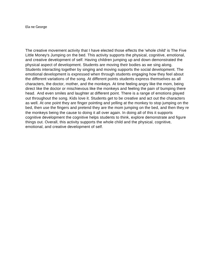 Whole Child Development Through Creative Movement