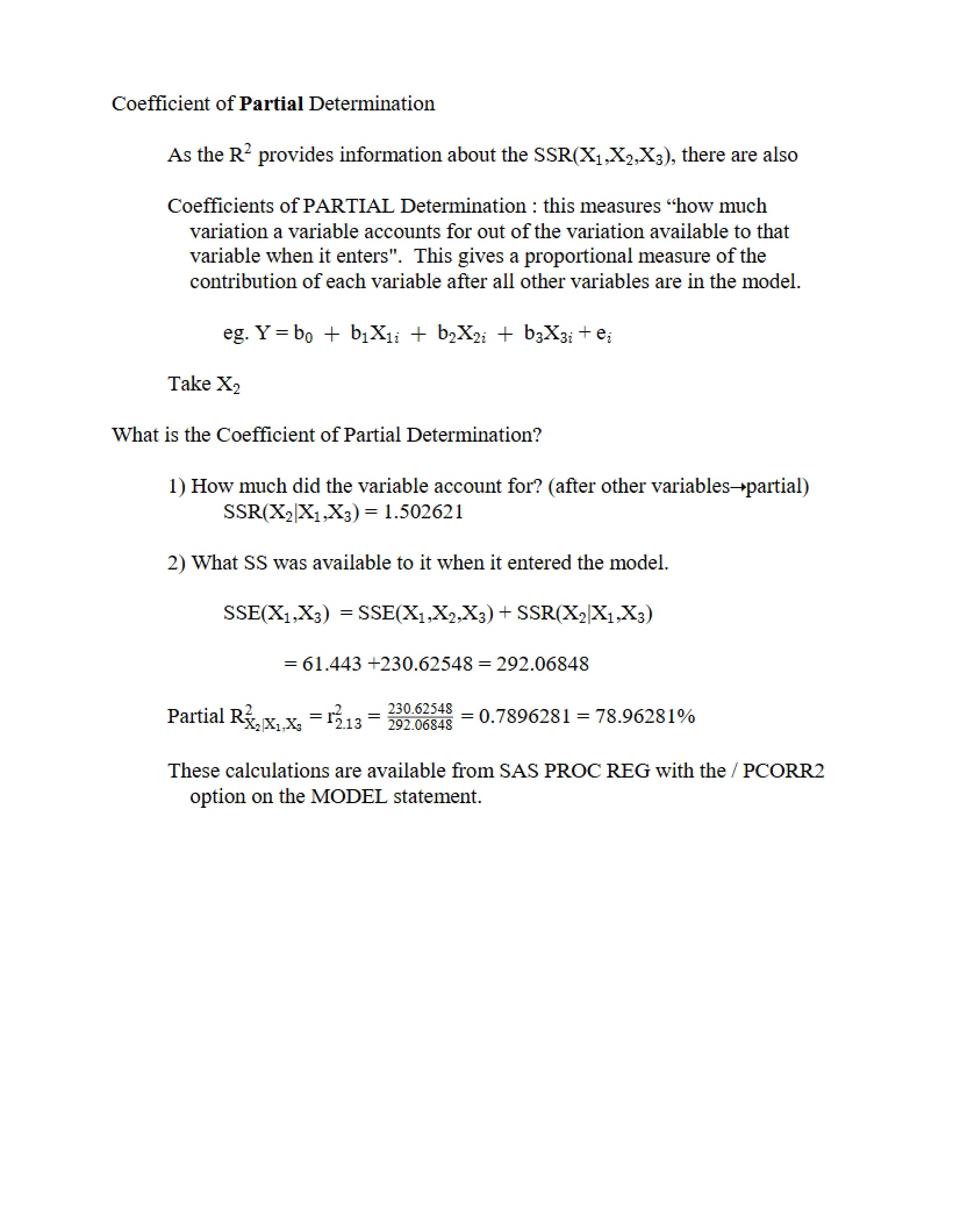 Partial Determination Coefficient